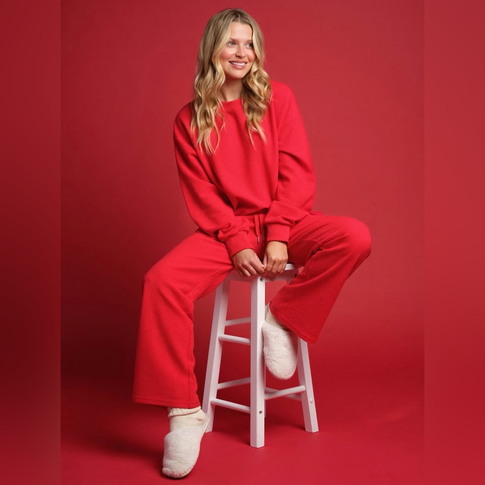 Comfrt Waffle Knit Lounge Sweat Set - Picture 1 of 7